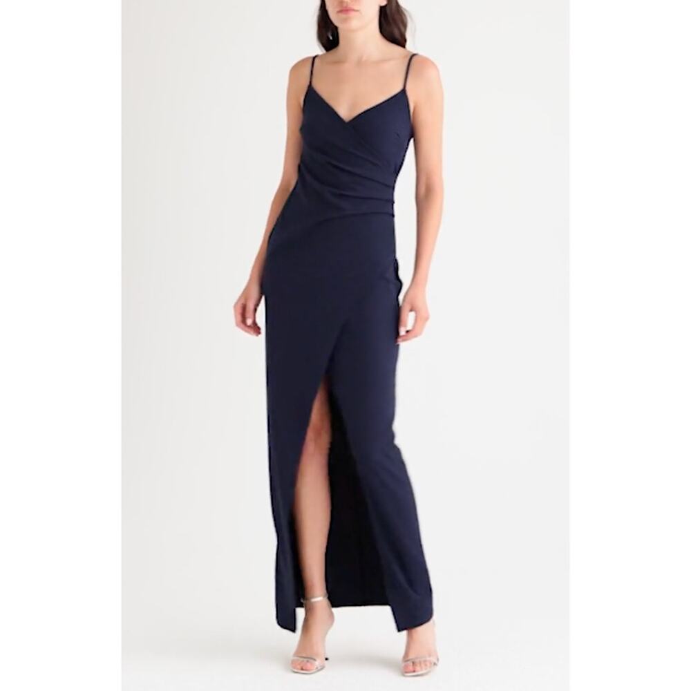Lulus Sweetest Admirer Ruched Gown in XL in Navy Blue